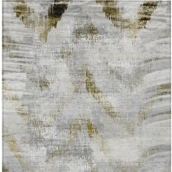 Taupe Gray And Brown Abstract Washable Indoor Outdoor Area Rug Photo 7