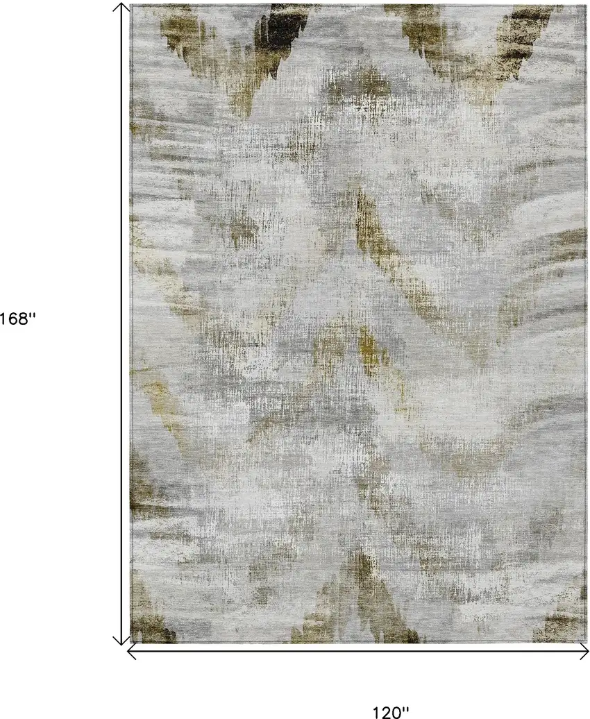 Taupe Gray And Brown Abstract Washable Indoor Outdoor Area Rug Photo 3