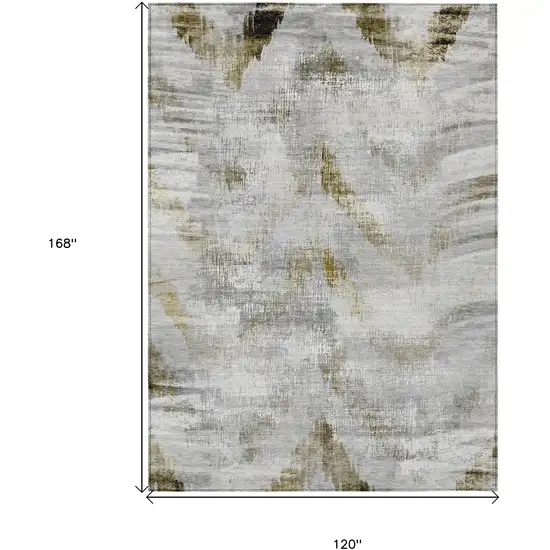 Taupe Gray And Brown Abstract Washable Indoor Outdoor Area Rug Photo 3