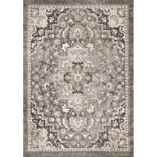 Taupe Gray And Brown Medallion Area Rug Photo 2