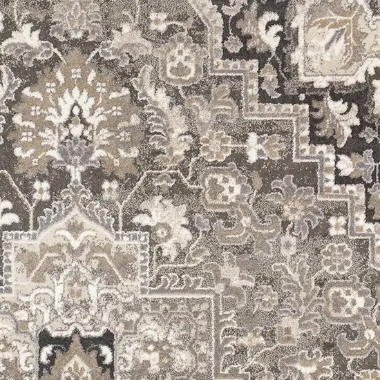 Taupe Gray And Brown Medallion Area Rug Photo 4