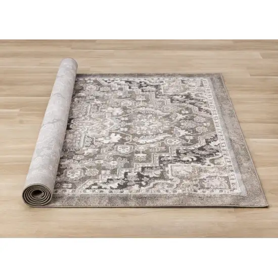 Taupe Gray And Brown Medallion Area Rug Photo 9