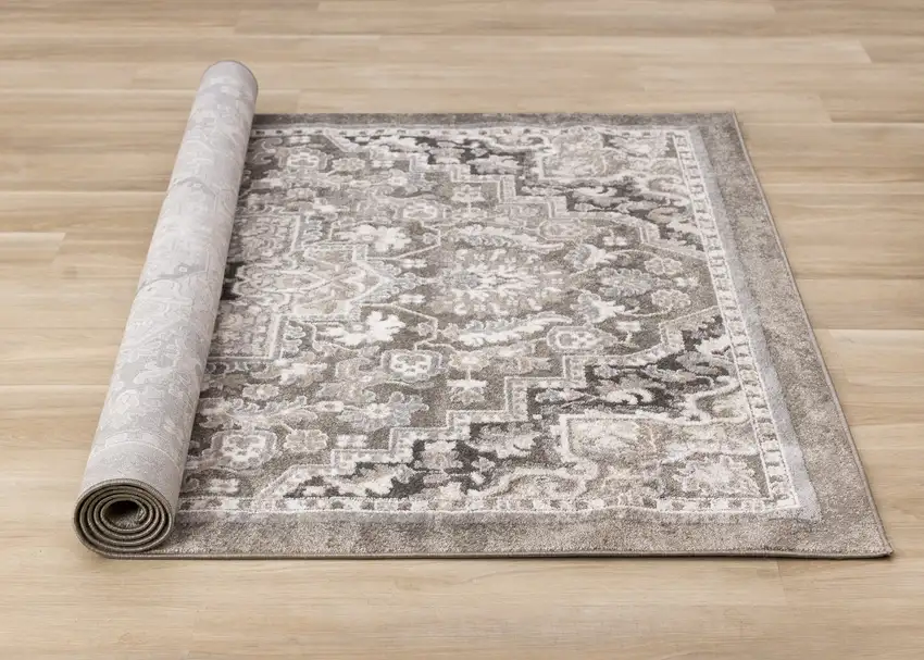 Taupe Gray And Brown Medallion Area Rug Photo 9