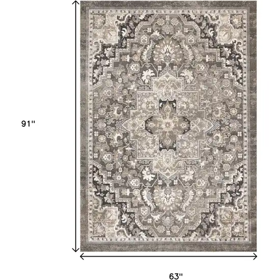 Taupe Gray And Brown Medallion Area Rug Photo 3