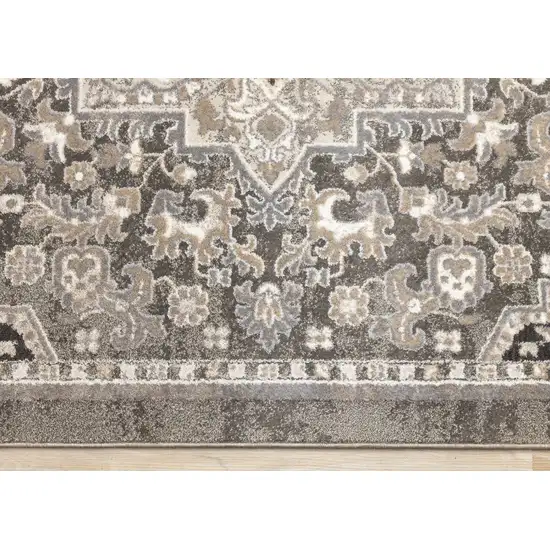 Taupe Gray And Brown Medallion Area Rug Photo 9