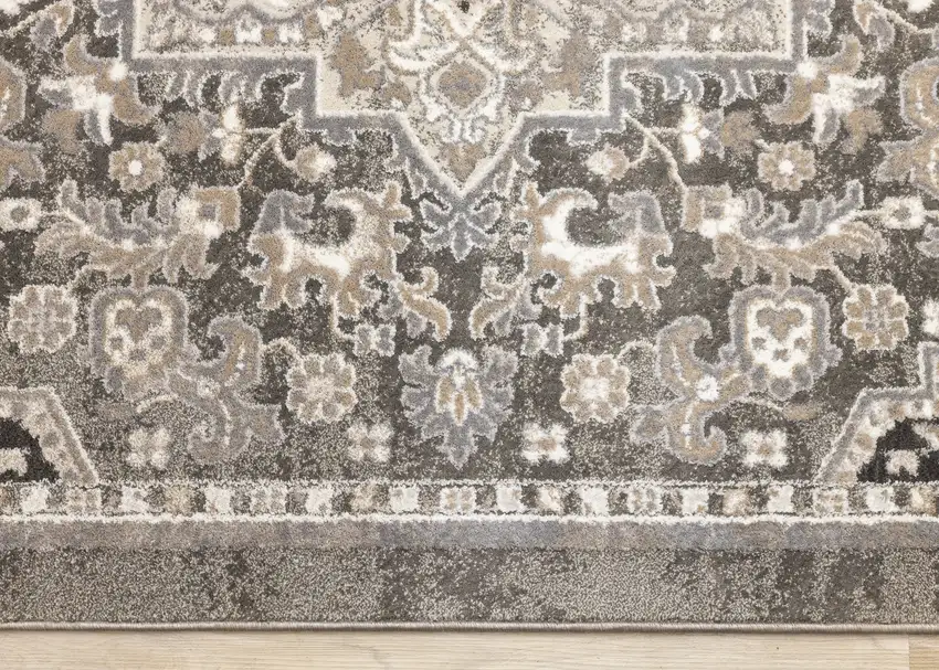 Taupe Gray And Brown Medallion Area Rug Photo 9