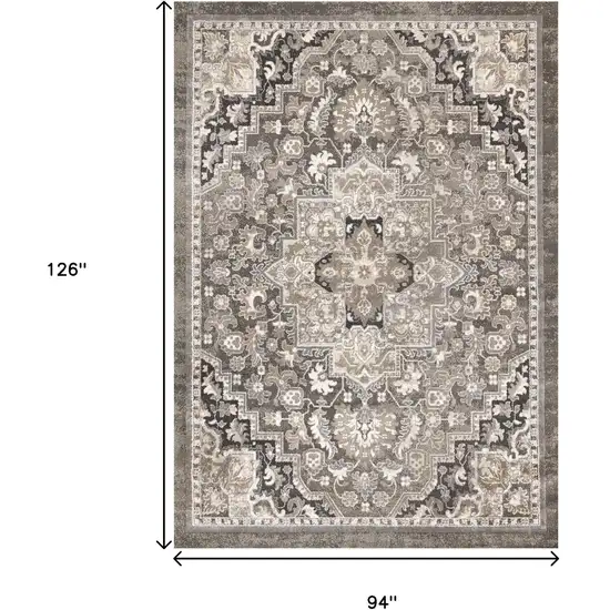 Taupe Gray And Brown Medallion Area Rug Photo 3