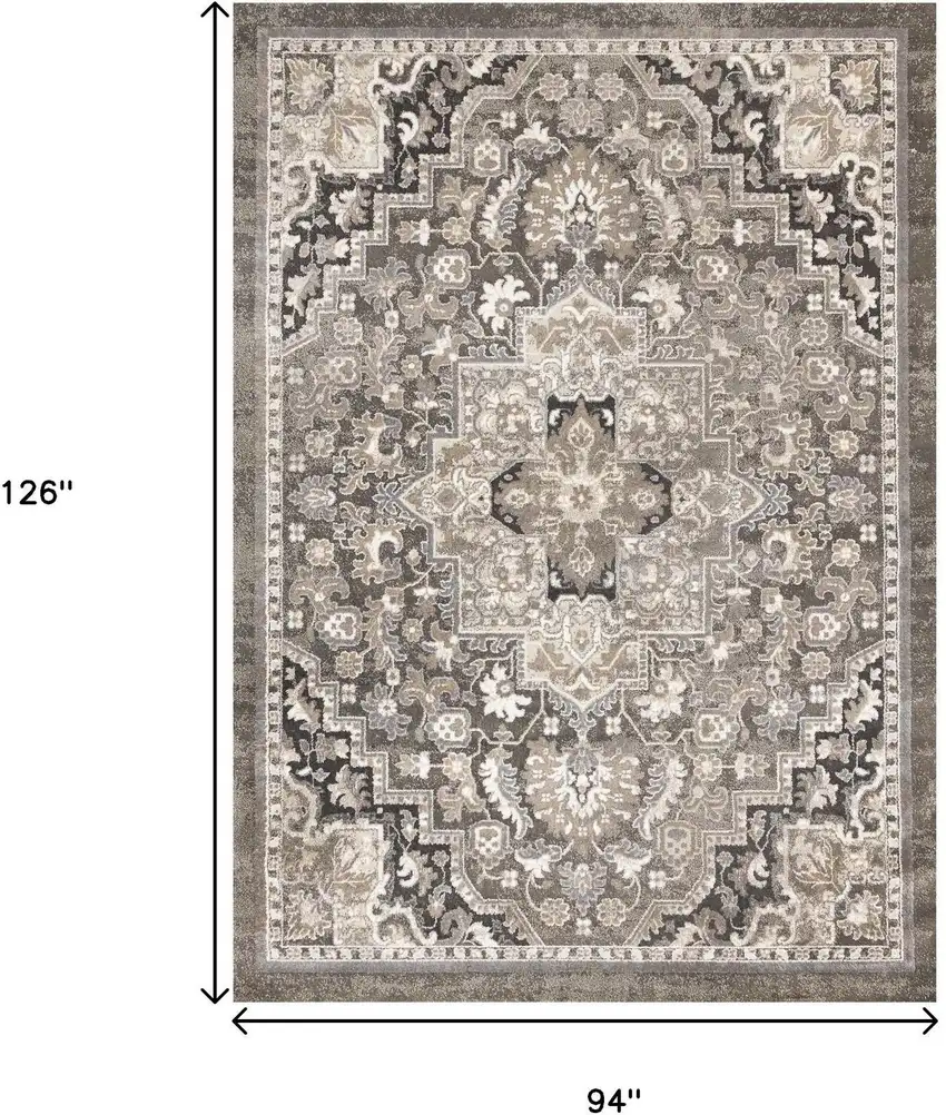 Taupe Gray And Brown Medallion Area Rug Photo 3