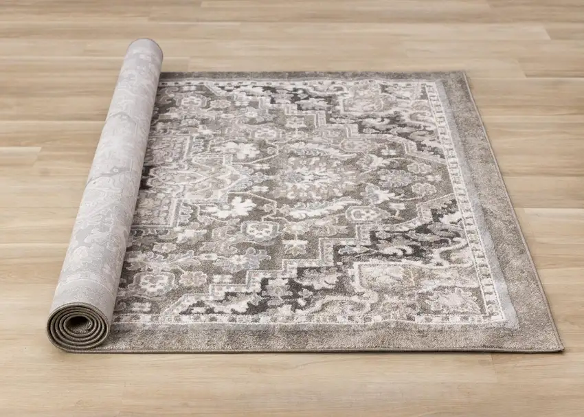 Taupe Gray And Brown Medallion Area Rug Photo 8