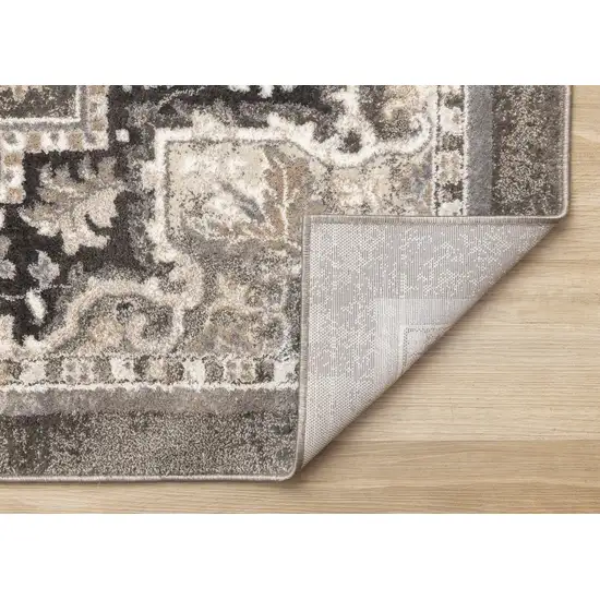 Taupe Gray And Brown Medallion Area Rug Photo 9