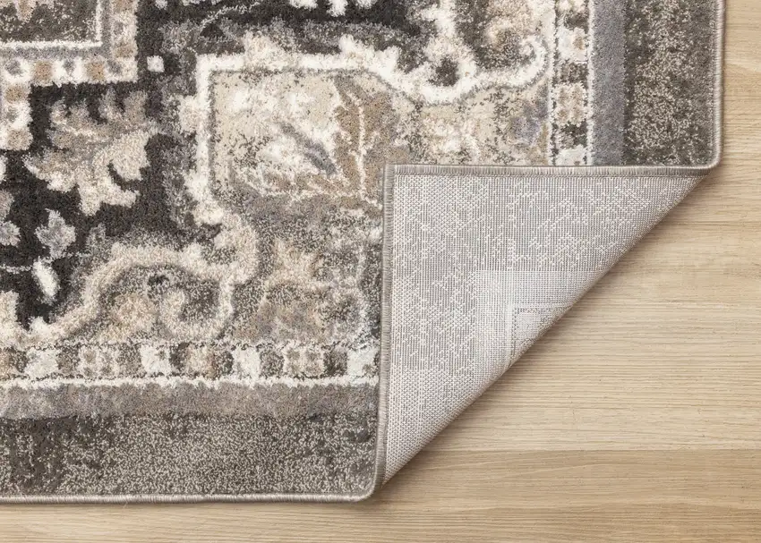 Taupe Gray And Brown Medallion Area Rug Photo 9