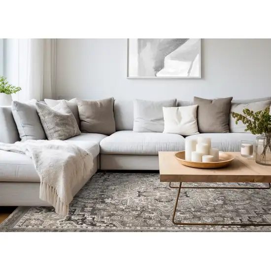 Taupe Gray And Brown Medallion Area Rug Photo 7