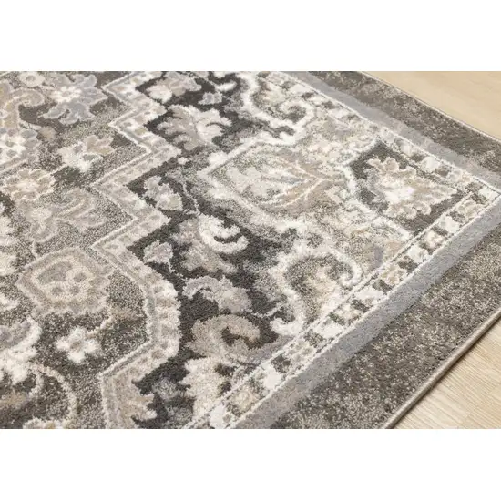 Taupe Gray And Brown Medallion Area Rug Photo 8