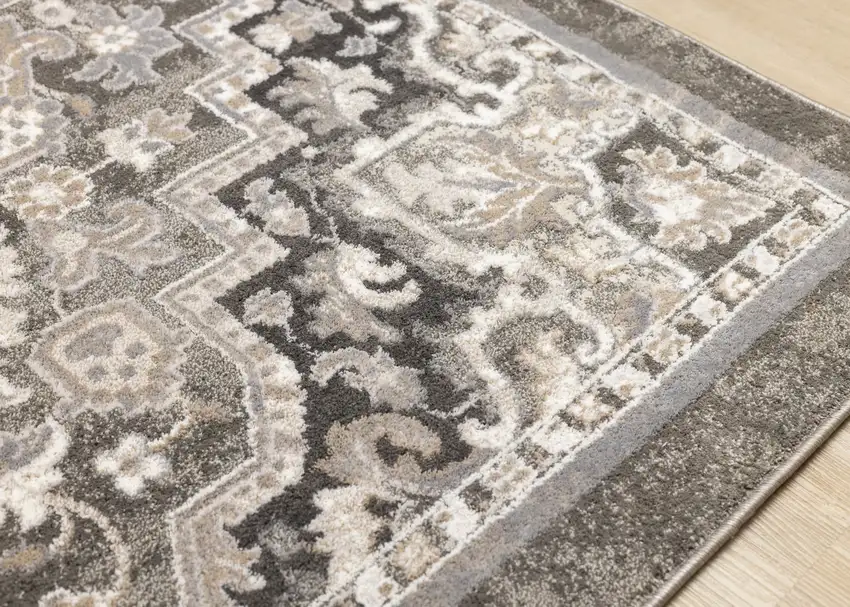 Taupe Gray And Brown Medallion Area Rug Photo 8