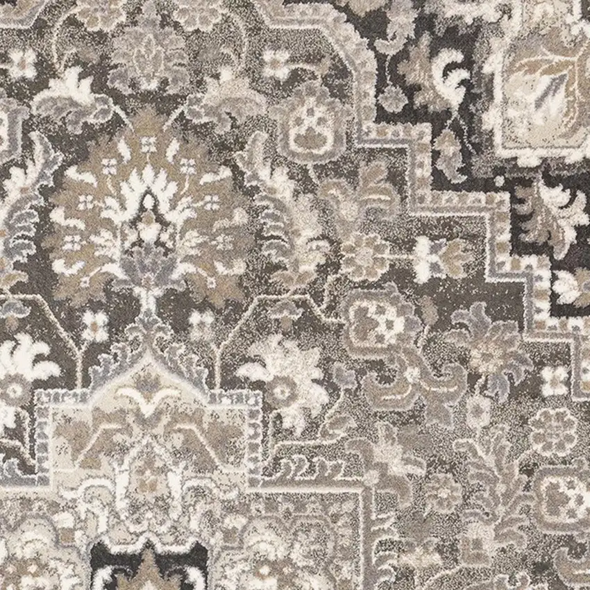 Taupe Gray And Brown Medallion Area Rug Photo 3