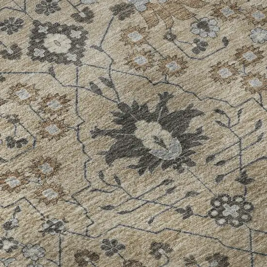 Taupe Gray And Brown Oriental Washable Area Rug With UV Protection Photo 8