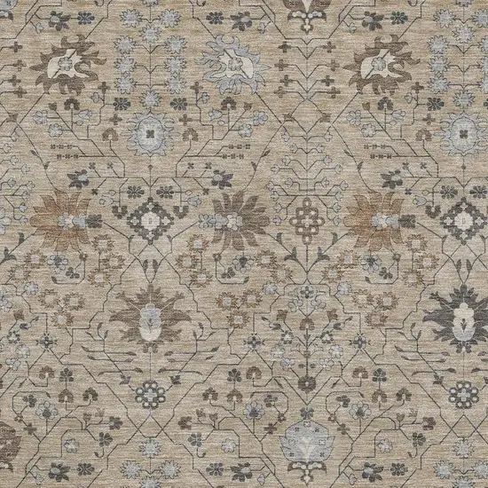 Taupe Gray And Brown Oriental Washable Area Rug With UV Protection Photo 2