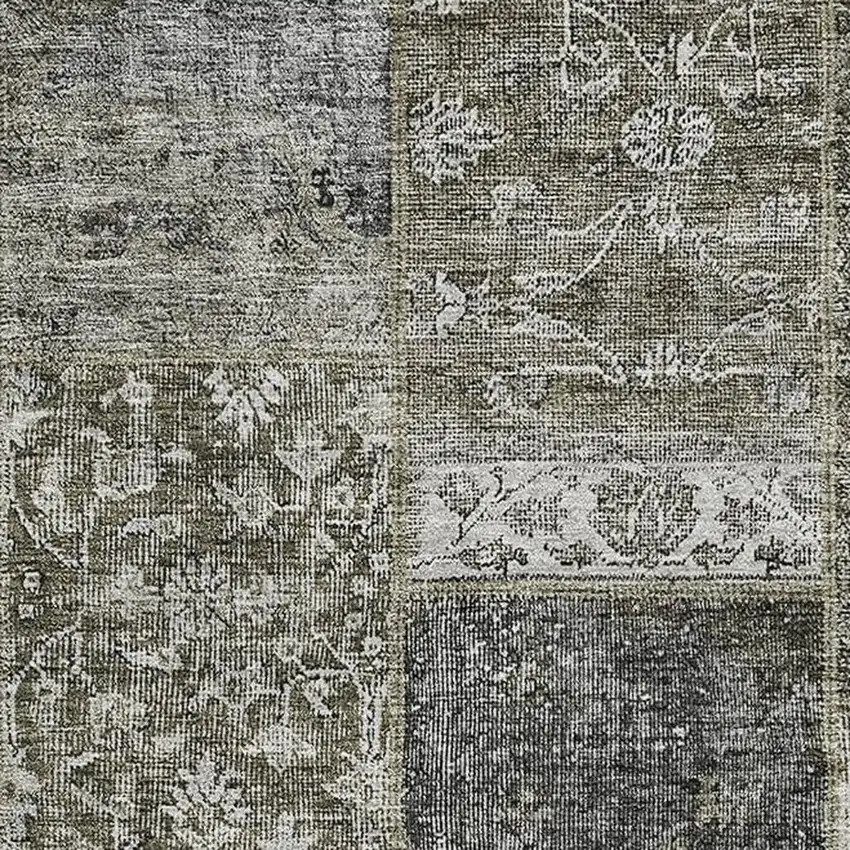 Taupe Gray And Brown Patchwork Washable Area Rug With UV Protection Photo 3