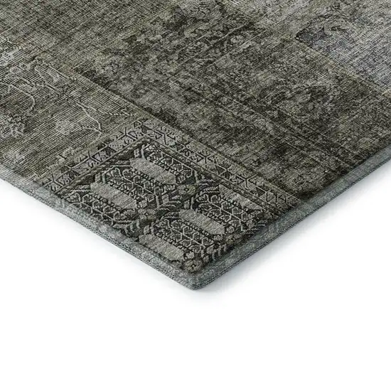 Taupe Gray And Brown Patchwork Washable Area Rug With UV Protection Photo 8