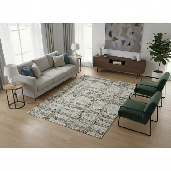 Taupe Gray And Brown Striped Washable Area Rug With UV Protection Photo 2