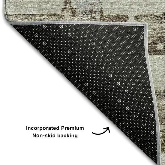 Taupe Gray And Brown Striped Washable Area Rug With UV Protection Photo 6