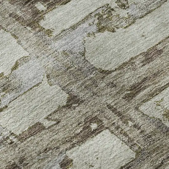 Taupe Gray And Brown Striped Washable Area Rug With UV Protection Photo 9