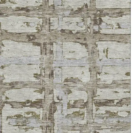 Taupe Gray And Brown Striped Washable Area Rug With UV Protection Photo 4
