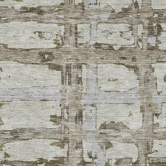 Taupe Gray And Brown Striped Washable Area Rug With UV Protection Photo 3