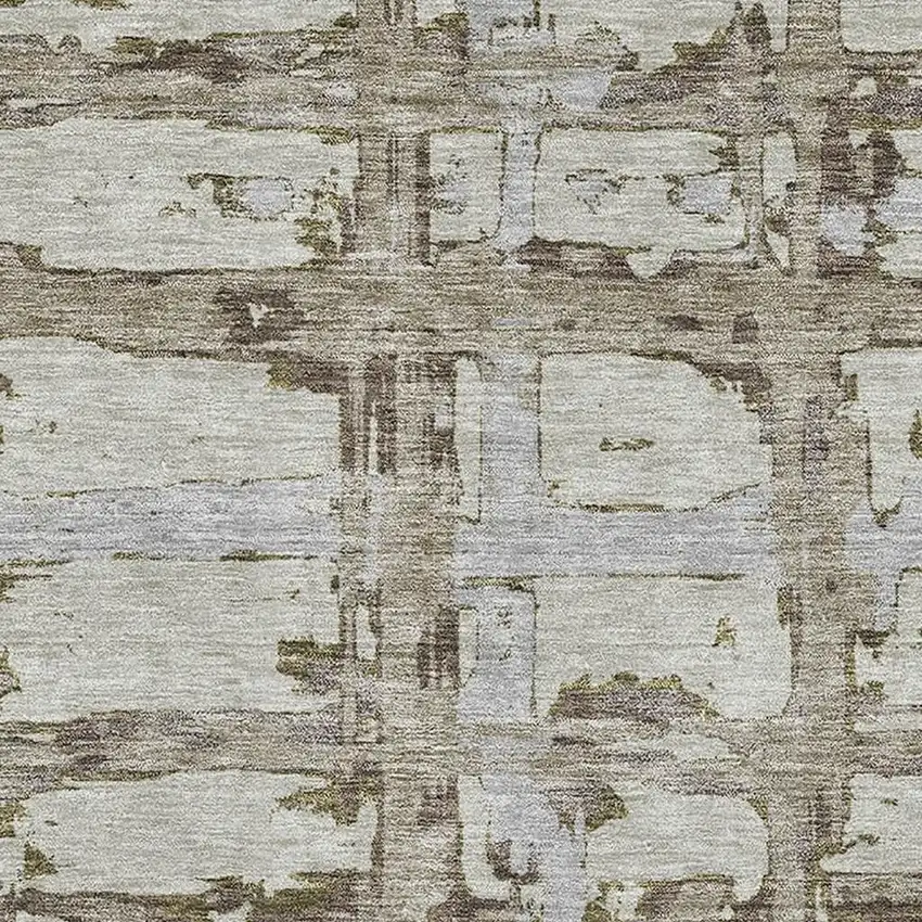 Taupe Gray And Brown Striped Washable Area Rug With UV Protection Photo 3