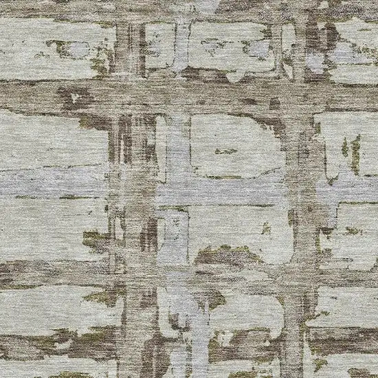 Taupe Gray And Brown Striped Washable Area Rug With UV Protection Photo 3