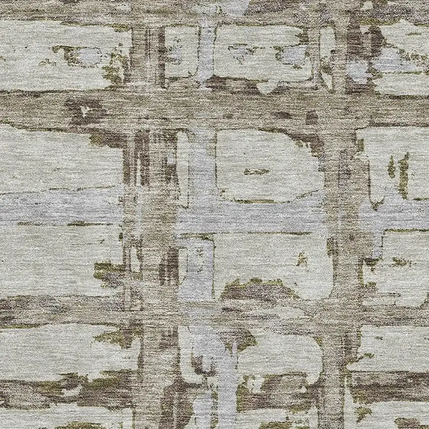 Taupe Gray And Brown Striped Washable Area Rug With UV Protection Photo 3