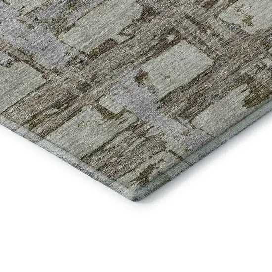 Taupe Gray And Brown Striped Washable Area Rug With UV Protection Photo 8