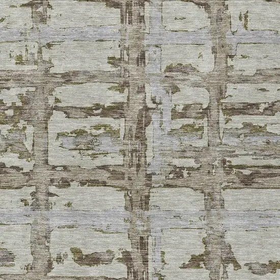 Taupe Gray And Brown Striped Washable Indoor Outdoor Area Rug Photo 5