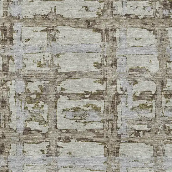 Taupe Gray And Brown Striped Washable Indoor Outdoor Area Rug Photo 4