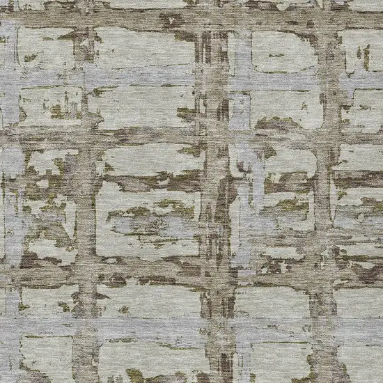 Taupe Gray And Brown Striped Washable Indoor Outdoor Area Rug Photo 5