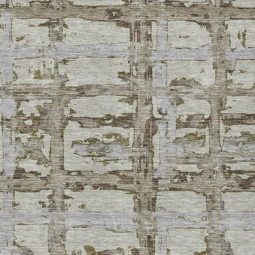 Taupe Gray And Brown Striped Washable Indoor Outdoor Area Rug Photo 5