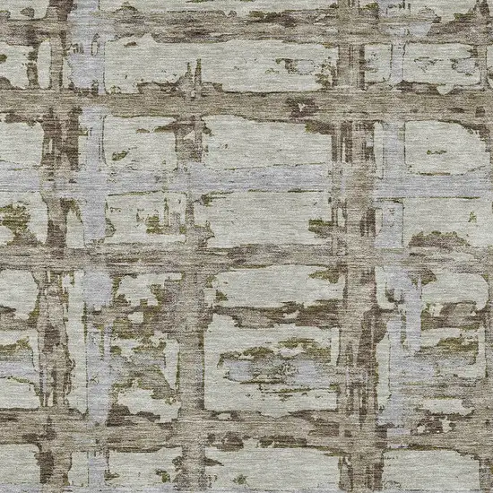 Taupe Gray And Brown Striped Washable Indoor Outdoor Area Rug Photo 5