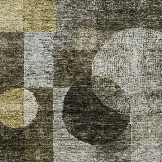 Taupe Gray And Charcoal Geometric Washable Indoor Outdoor Area Rug Photo 5