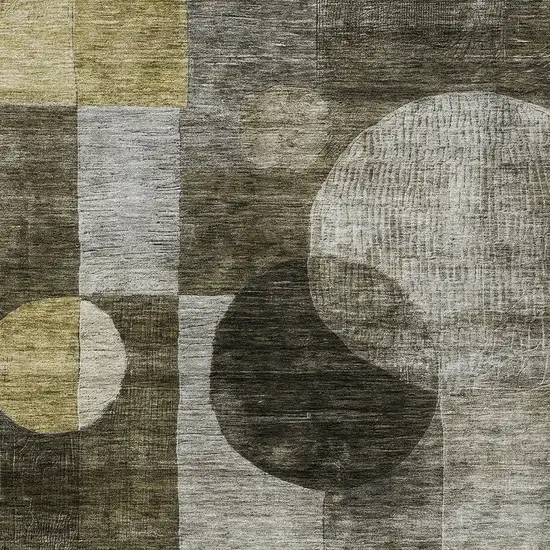 Taupe Gray And Charcoal Geometric Washable Indoor Outdoor Area Rug Photo 5