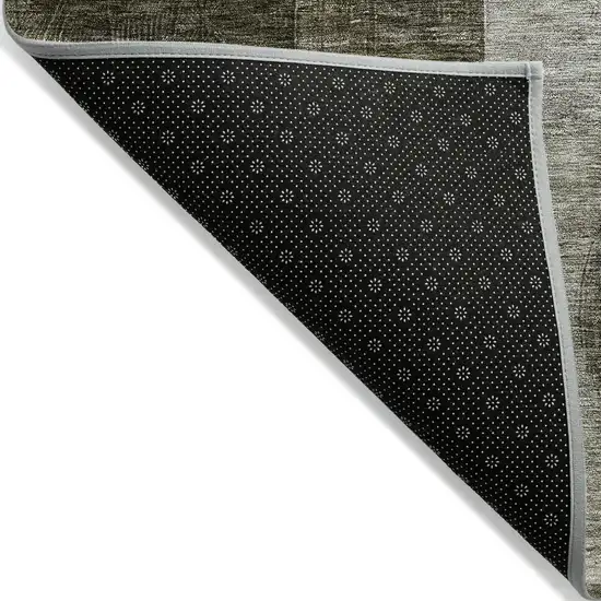 Taupe Gray And Charcoal Geometric Washable Indoor Outdoor Area Rug Photo 3