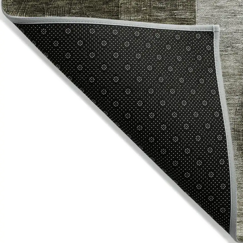Taupe Gray And Charcoal Geometric Washable Indoor Outdoor Area Rug Photo 3
