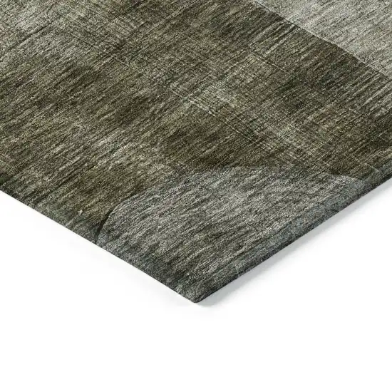 Taupe Gray And Charcoal Geometric Washable Indoor Outdoor Area Rug Photo 4