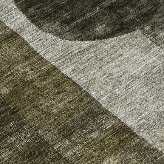 Taupe Gray And Charcoal Geometric Washable Indoor Outdoor Area Rug Photo 8