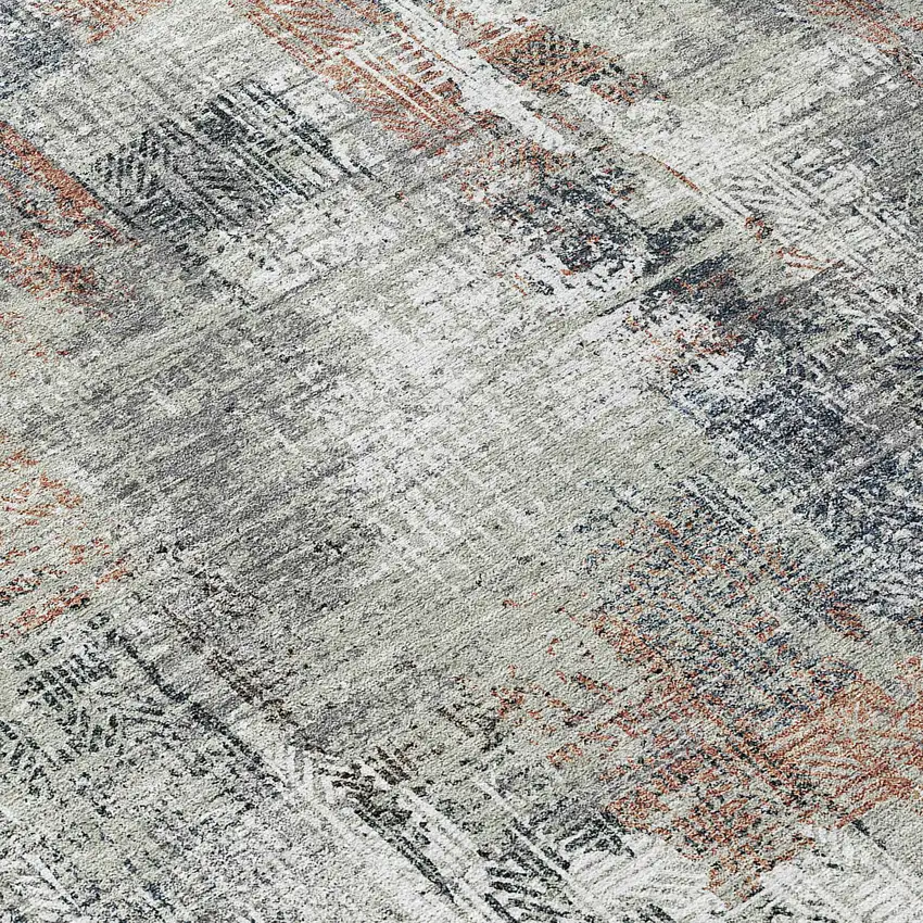 Taupe Gray And Copper Abstract Washable Indoor Outdoor Area Rug Photo 4