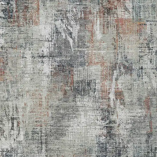Taupe Gray And Copper Abstract Washable Indoor Outdoor Area Rug Photo 5