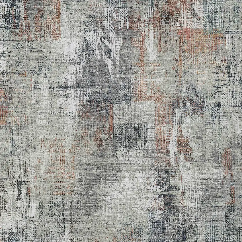 Taupe Gray And Copper Abstract Washable Indoor Outdoor Area Rug Photo 5