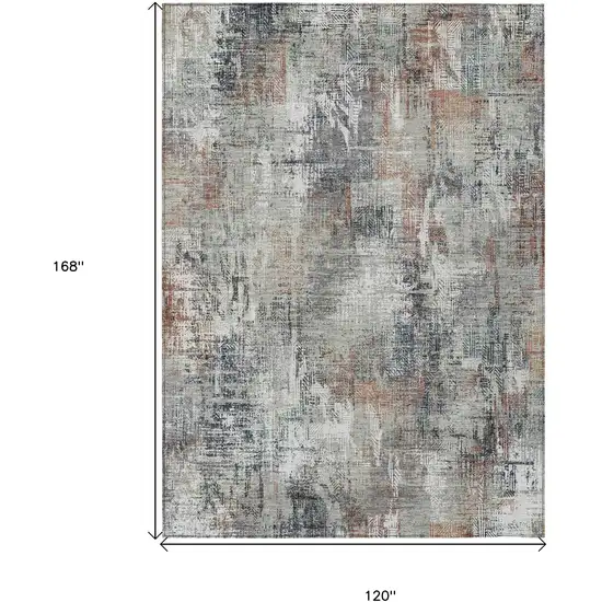 Taupe Gray And Copper Abstract Washable Indoor Outdoor Area Rug Photo 8