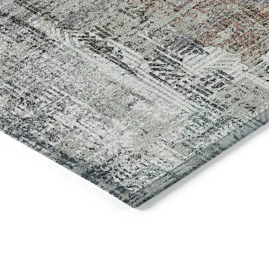 Taupe Gray And Copper Abstract Washable Indoor Outdoor Area Rug Photo 3