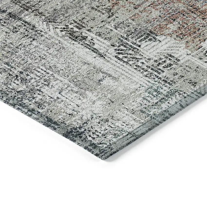 Taupe Gray And Copper Abstract Washable Indoor Outdoor Area Rug Photo 3