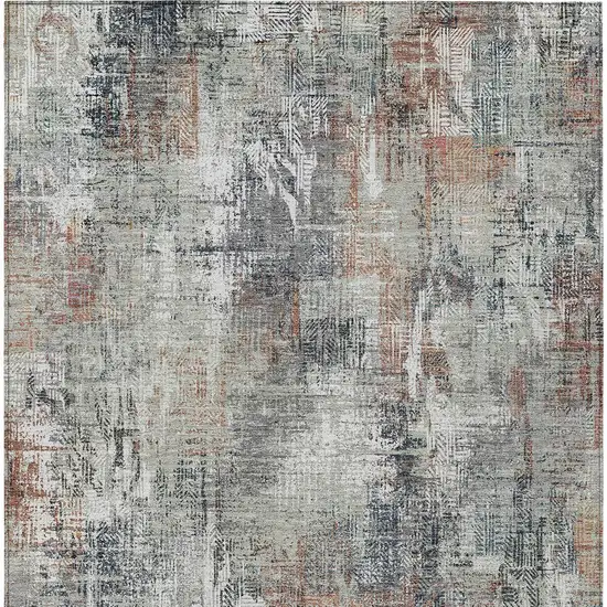 Taupe Gray And Copper Abstract Washable Indoor Outdoor Area Rug Photo 6
